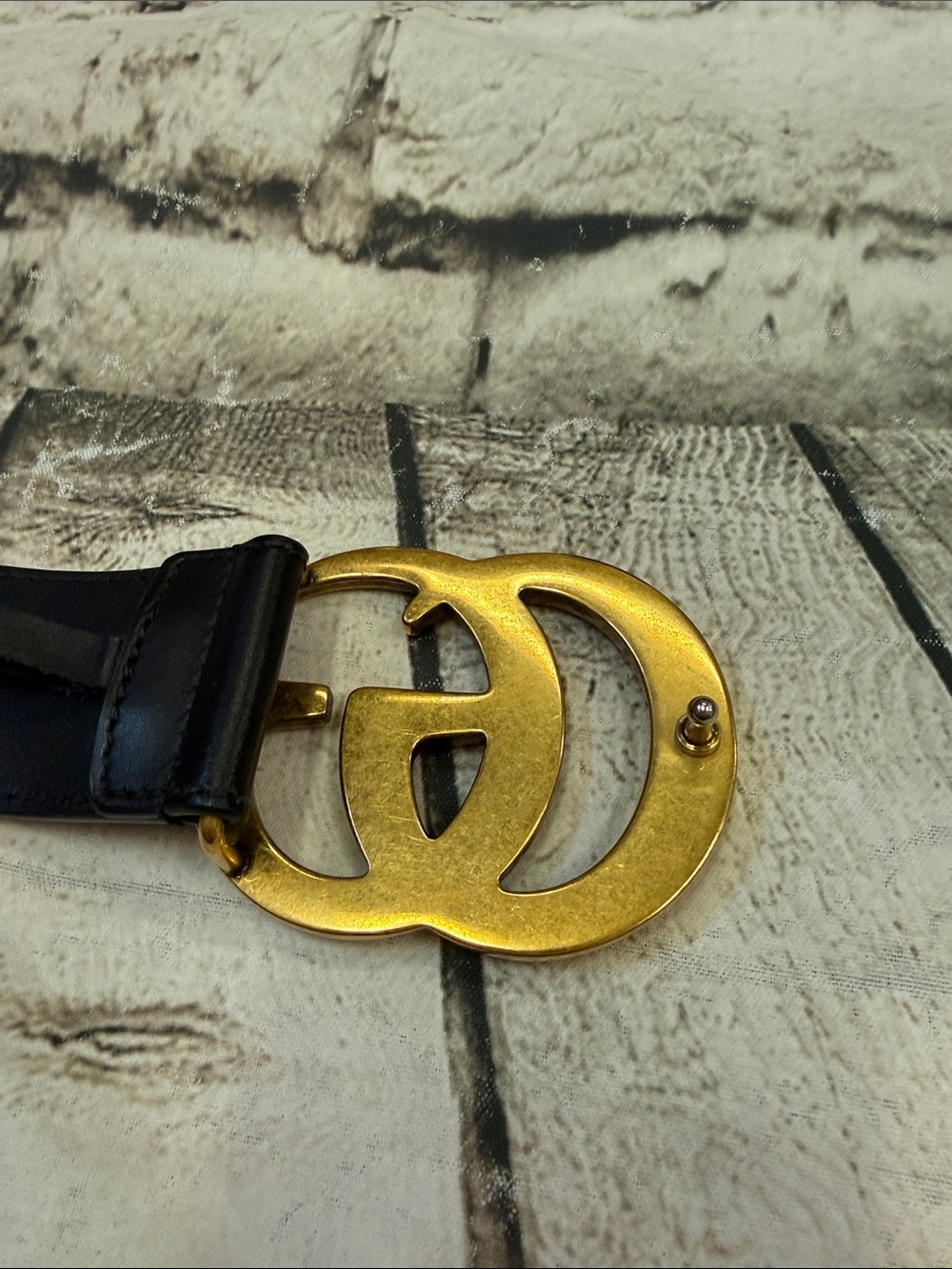 GUCCI GG Marmont Belt Black Leather Gold Buckle Size 80/32 - Picture 6 of 12